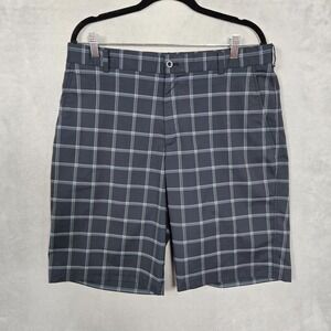Nike Golf Dri-Fit Stretch Performance Plaid Shorts mens 34 Gray